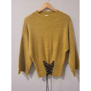 John Paul Richard Womens Cozy Round Neck Long Sleeve Sweater Size S Gold Black